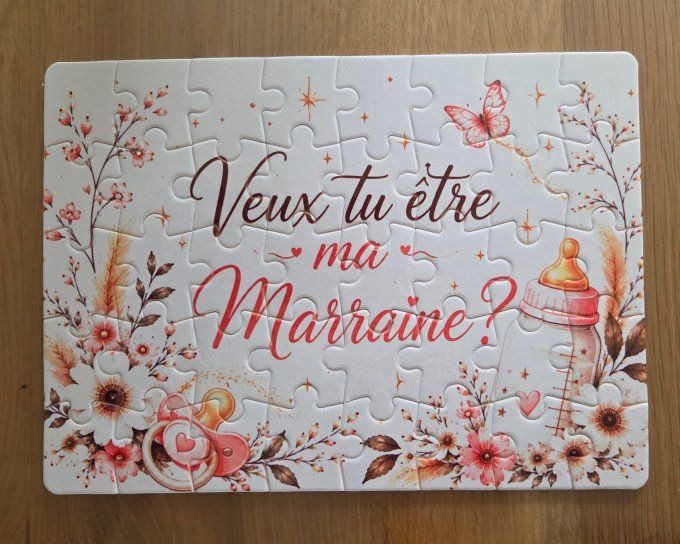 puzzle personnalisé "veux-tu être mon parrain" ou "veux-tu être ma marraine"