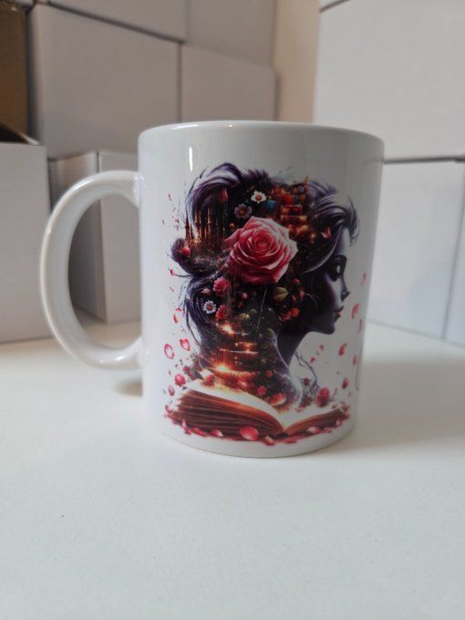 mug littéraire femme livre ouvert 350ml