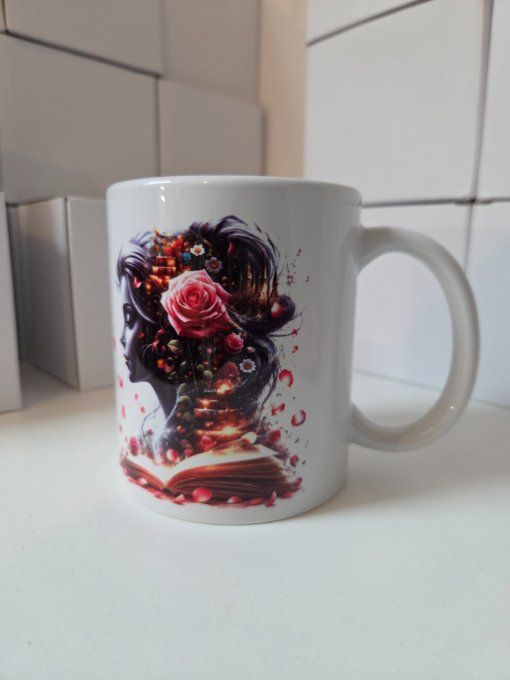 mug littéraire femme livre ouvert 350ml